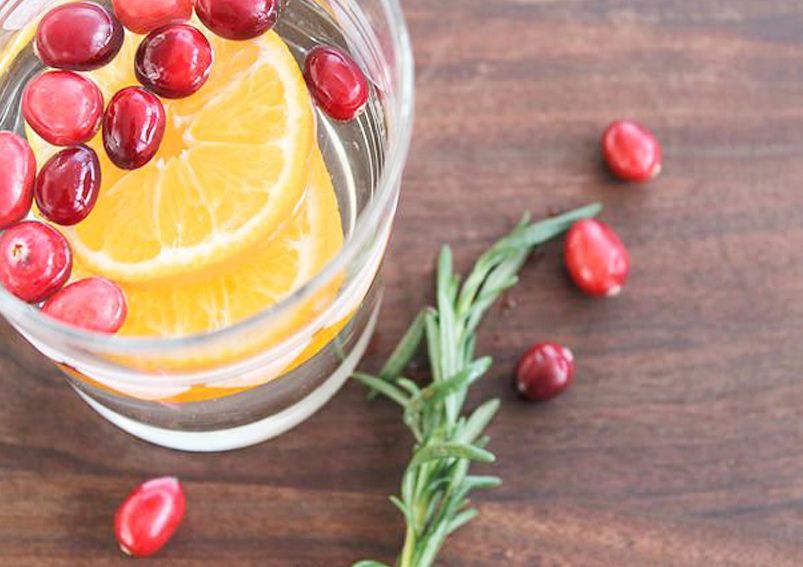 Cranberry orange infused water
