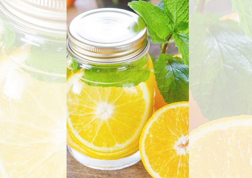 Orange and mint infused water