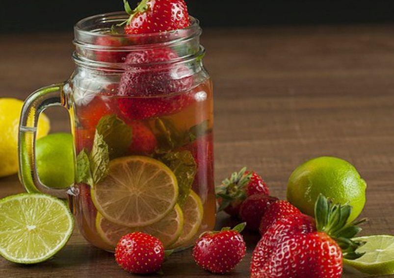 Strawberry lemon infused water