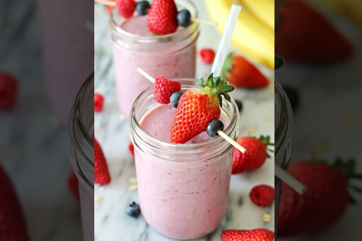 Berry orange and banana protein shake