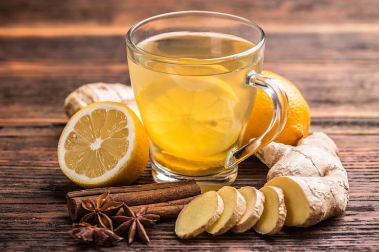 Ginger tea with cinnamon, lemon and honey