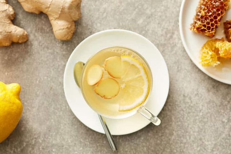 Ginger tea with lemon and honey