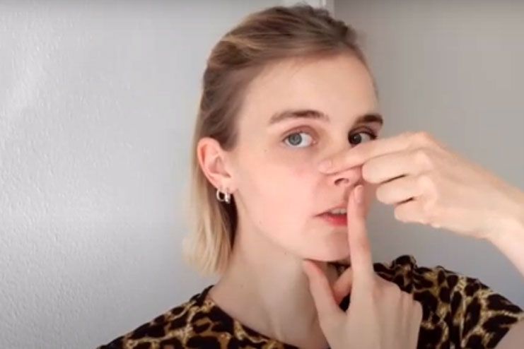 Two finger hold exercise to sharpen nose