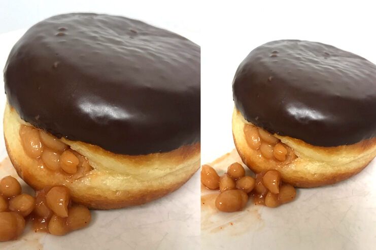 Donut stuffed with baked beans