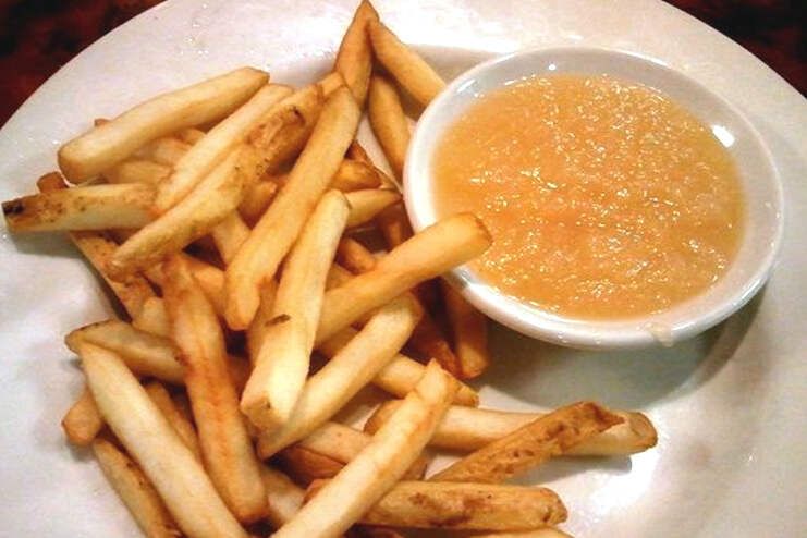 French fries in apple sauce