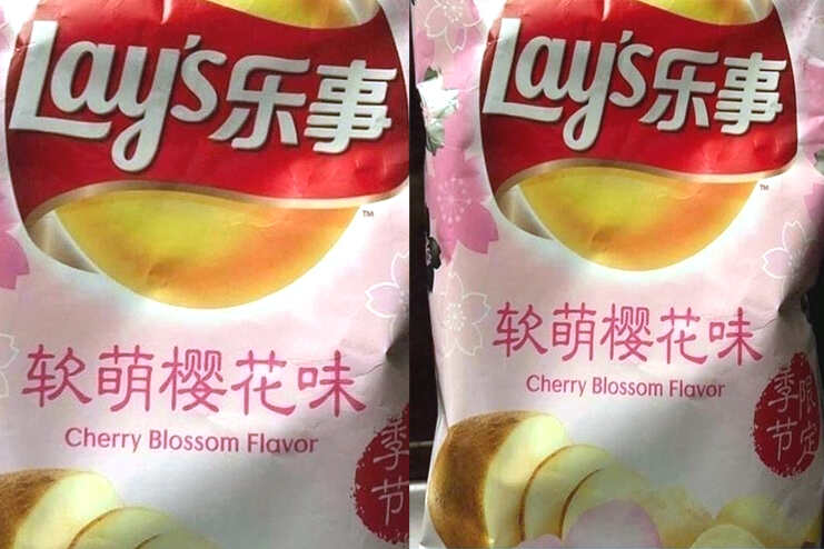 Potato wafers of cherry blossom flavored